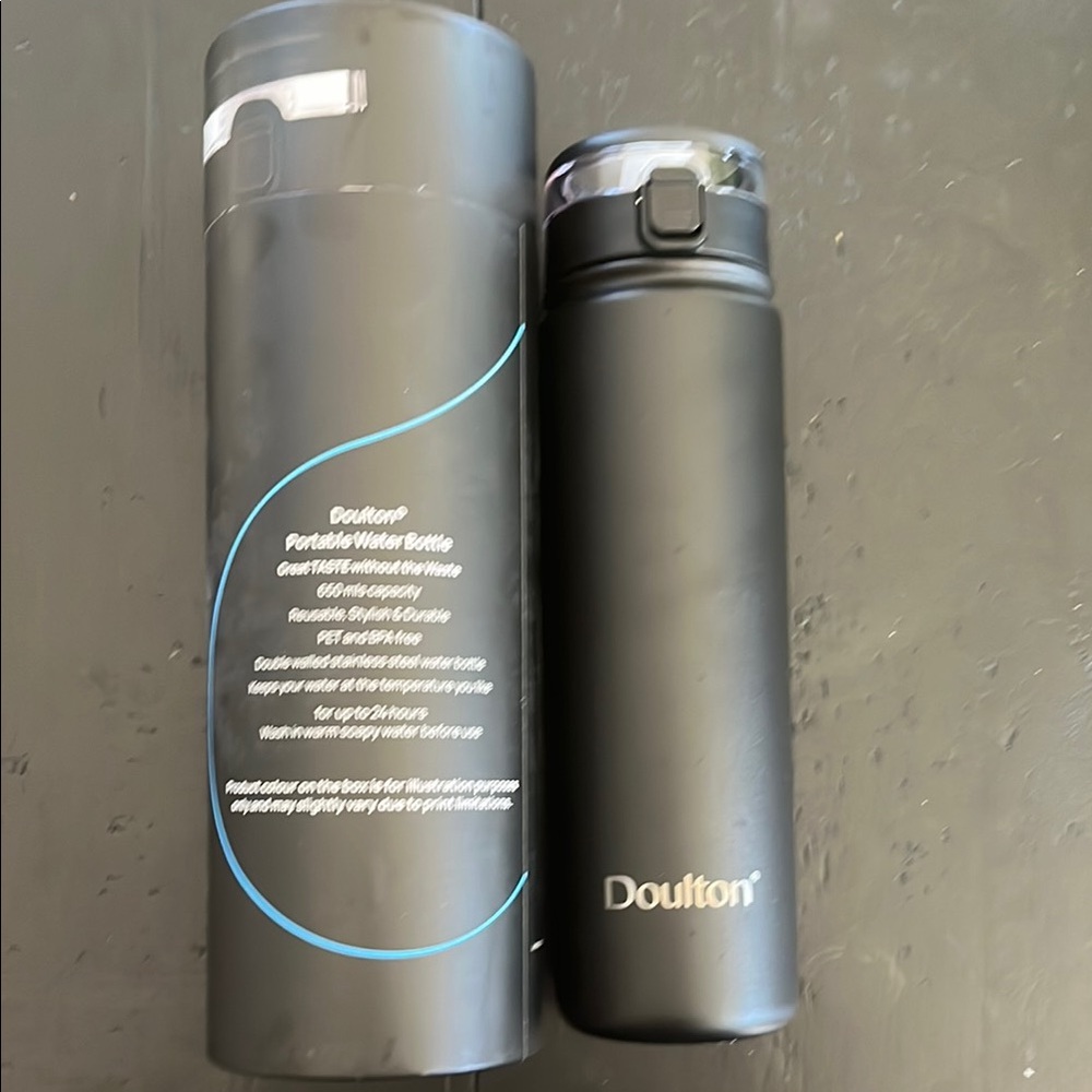 New! Doulton Black Portable Water Bottle